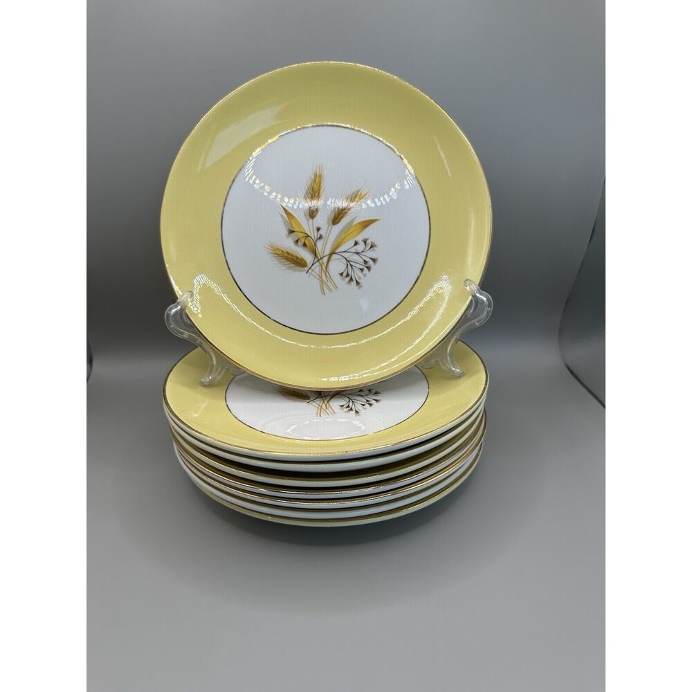 Vintage Century Service Autumn Gold 7 1/4" Salad / Dessert Plates 1950s SET 8